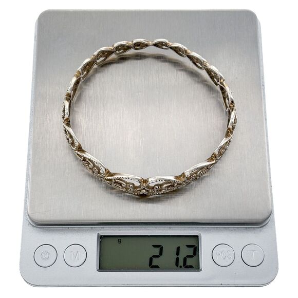 Vintage DP Sterling Silver 925 Open Graduated Heart Scroll Bangle Bracelet 7.75" - Picture 5 of 5